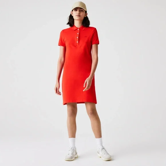 strapless open back dress Lacoste Women's Stretch Slim Fit Polo Dress Red  HiPOP Fashion